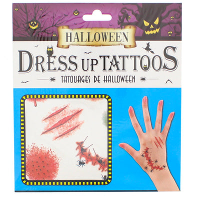 Halloween Hand Tattoos - Spiders & Claw Marks (Blue Set)