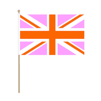 Pink Union Jack Hand Held Flag (22.5cm x 15cm)