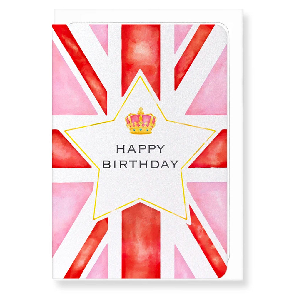 Pink Union Jack Happy Birthday - Gay Birthday Card