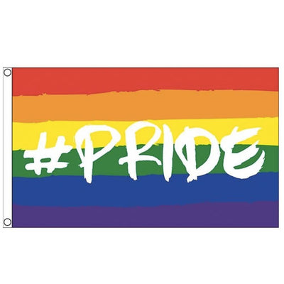 Hashtag Pride Gay Pride Rainbow Flag (5ft x 3ft Premium)