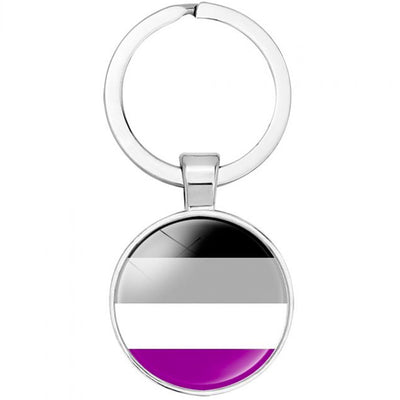 Round Stainless Steel Keyring - Asexual