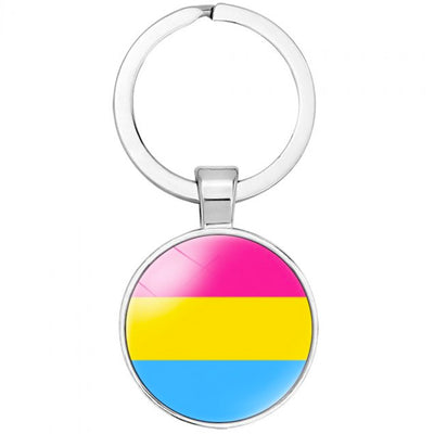 Round Stainless Steel Keyring - Pansexual