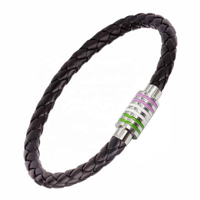 Genderqueer Magnetic Bracelet (Black Leather/Silver Clasp)