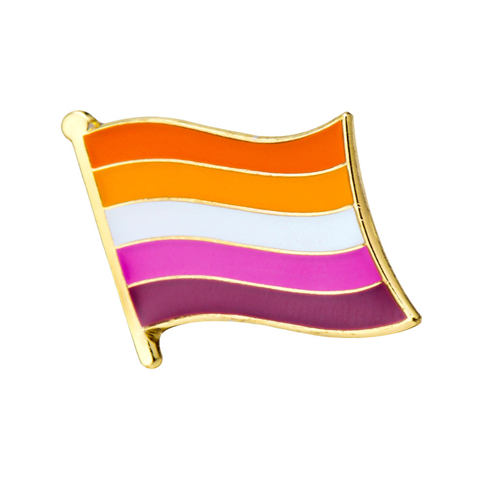 Lesbian Mini Silver Metal Waving Flag Lapel Pin Badge