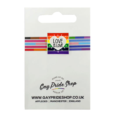 Gay Pride Rainbow Love Is Love Heart Silver Plated Pin Badge