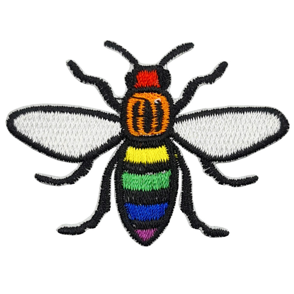 Gay Pride Rainbow Manchester Bee Embroidered Iron-On Patch