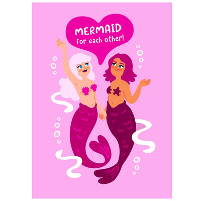 Mermaid For Each Other - Lesbian Wedding/Engagement Card