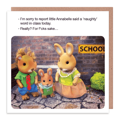 Forest Friends Naughty Word - Greetings Card