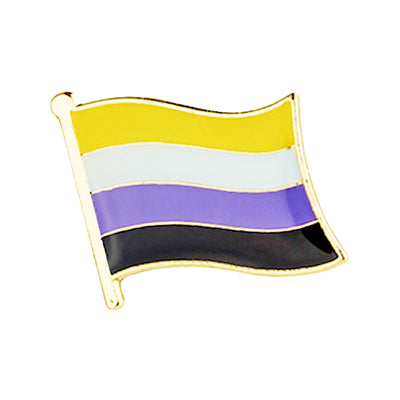 Non Binary Mini Gold Metal Waving Flag Lapel Pin Badge