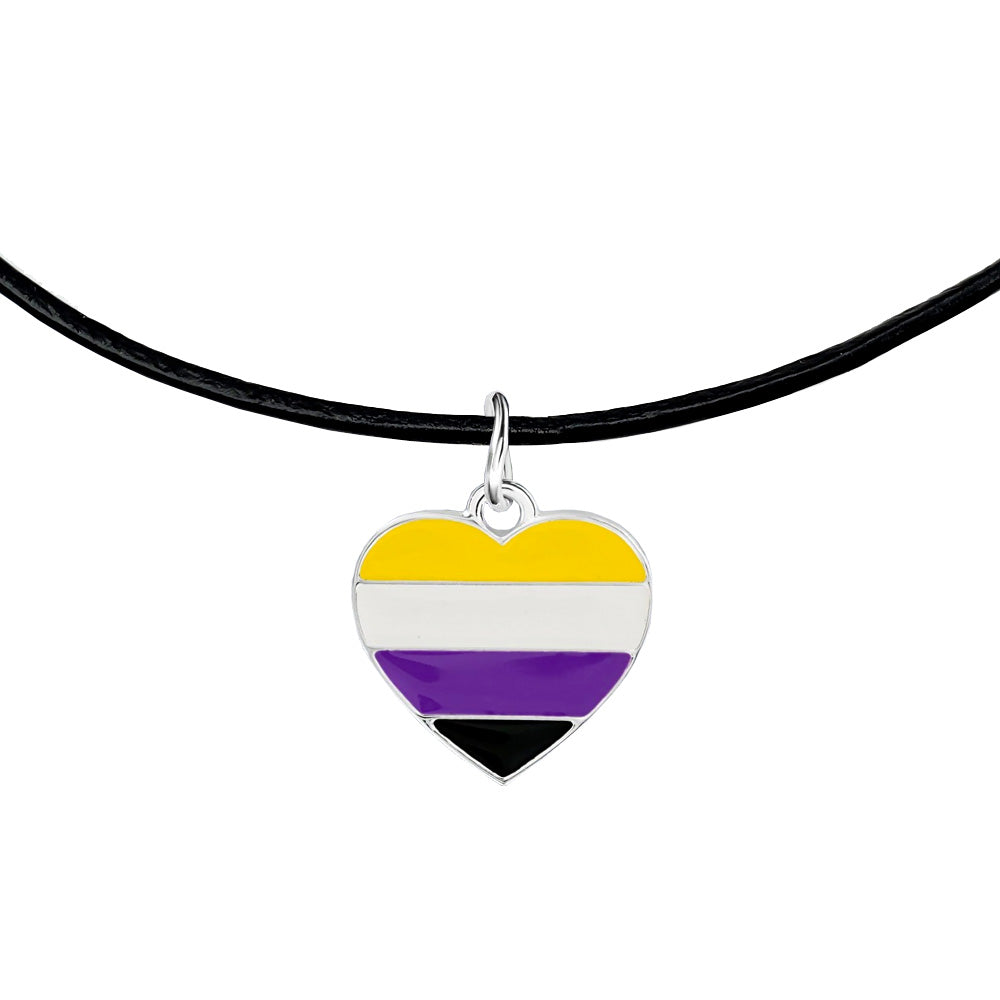 Non Binary Silver Plated Heart Charm Necklace