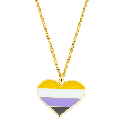 Non Binary Flag Heart Shaped Necklace