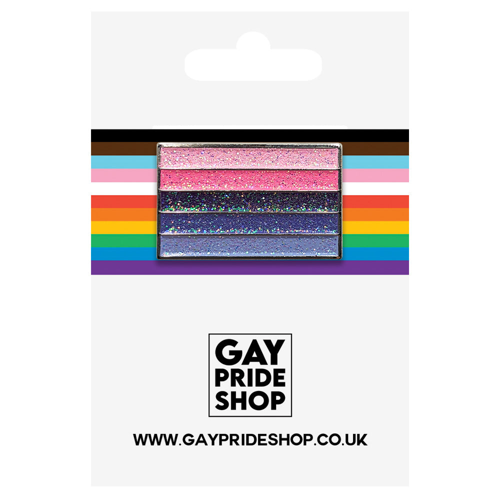 Omnisexual Silver Metal Rectangle Lapel Pin Badge - Glitter Version