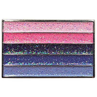 Omnisexual Silver Metal Rectangle Lapel Pin Badge - Glitter Version