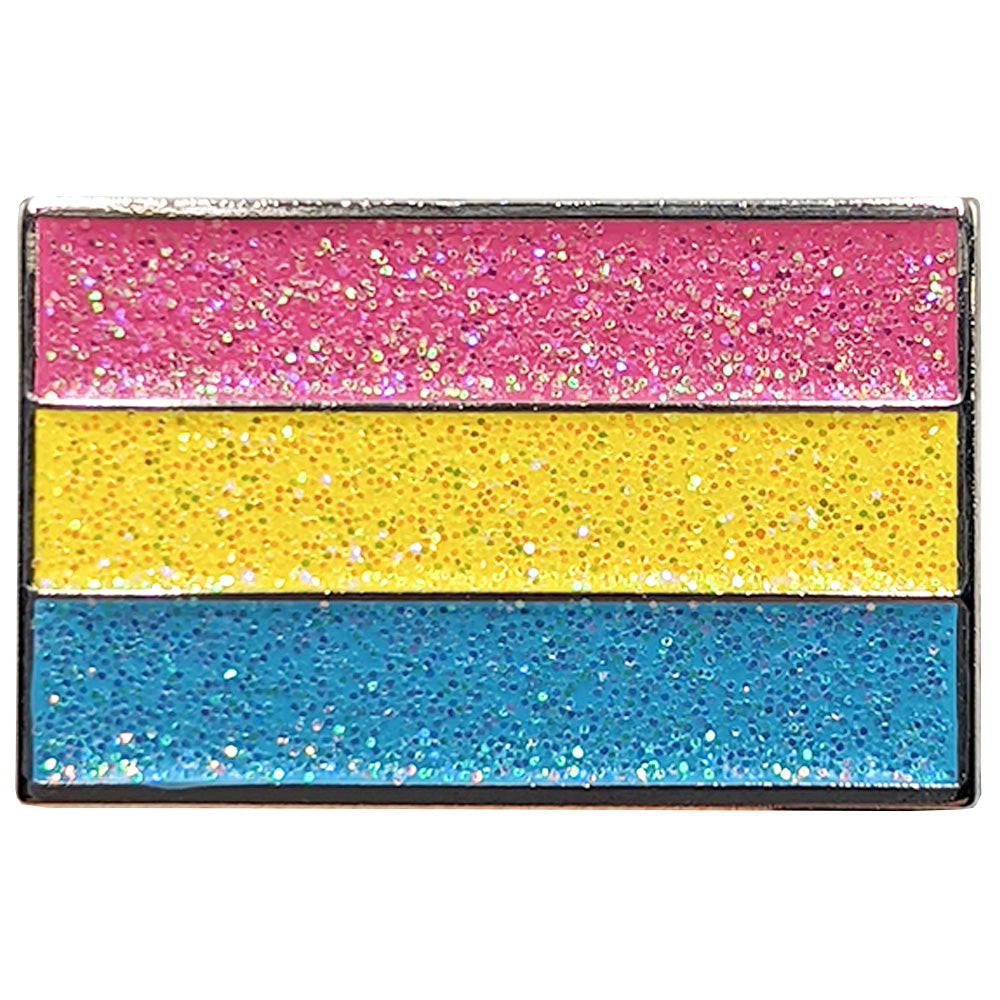 Pansexual Metal Rectangle Lapel Pin Badge - Glitter Version