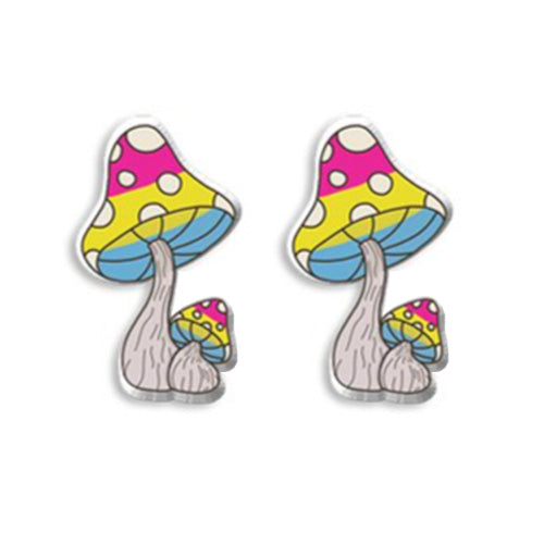 Pansexual Mushroom Stud Earrings