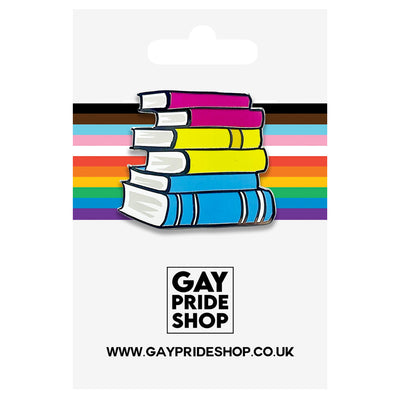 Pansexual Pride Rainbow Stack Of Books Metal Lapel Pin Badge
