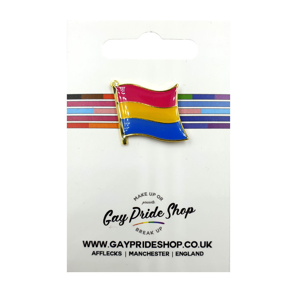 Pansexual Flag Gold Enamel Waving Flag Pin Badge