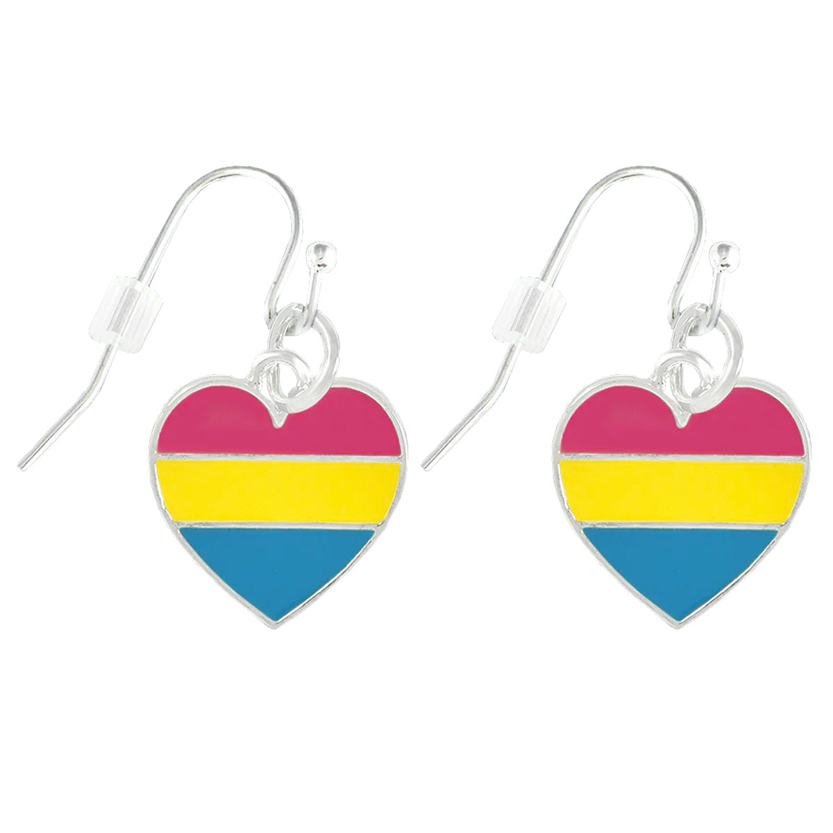 Pansexual Silver Plated Heart Shaped Earrings