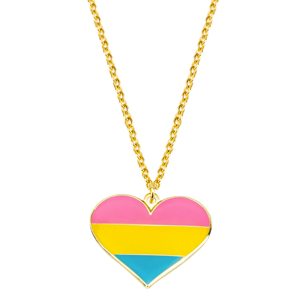 Pansexual Flag Heart Shaped Necklace