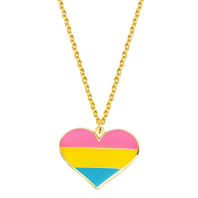 Pansexual Flag Heart Shaped Necklace