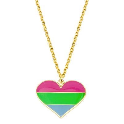 Polysexual Flag Heart Shaped Necklace
