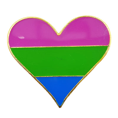 Polysexual Flag Metal Heart Lapel Pin Badge
