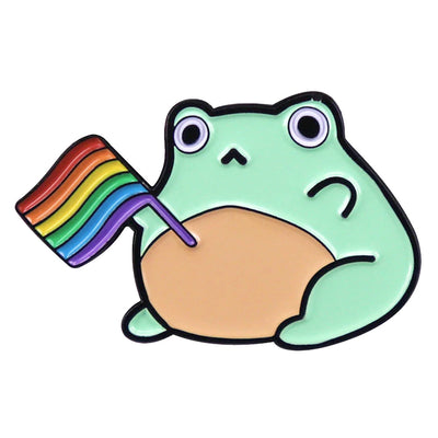 Cute Frog & Rainbow Flag Enamel Pin