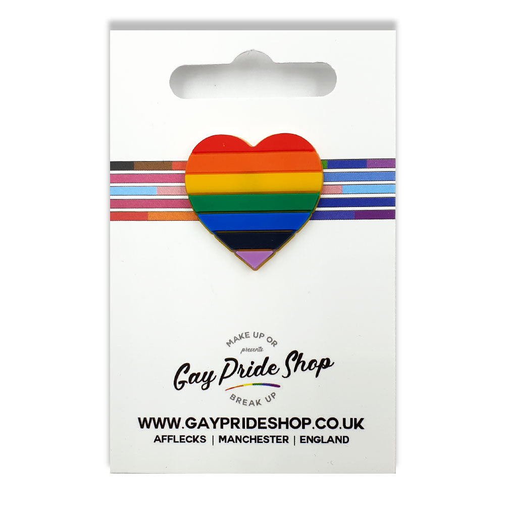 Gay Pride Rainbow Silicone Heart Pin Badge