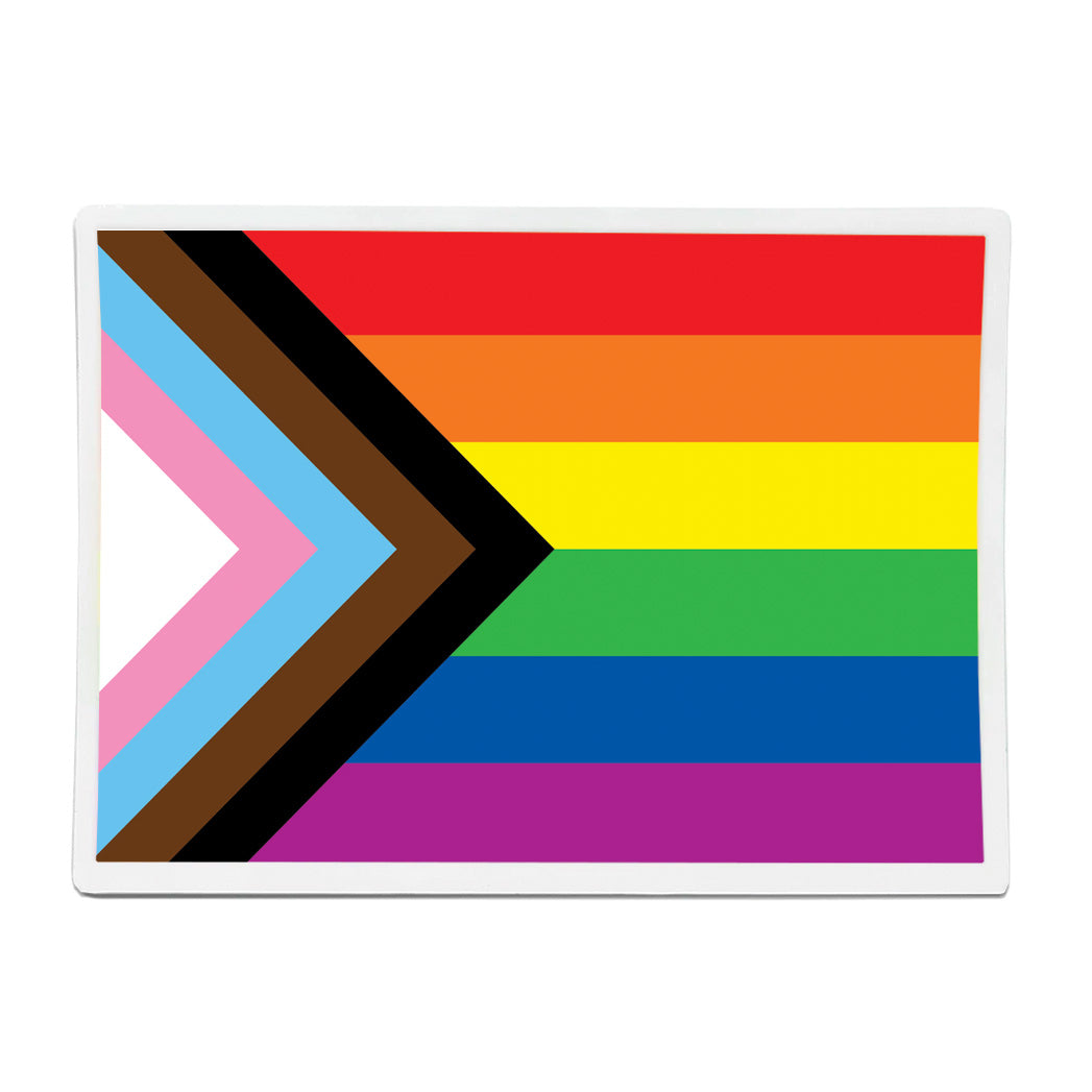 Progress Pride Flag Rectangle Vinyl Waterproof Sticker