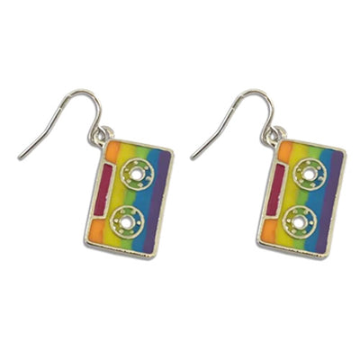 Gay Pride Rainbow Cassette Tape Earrings