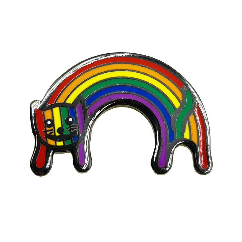 Gay Pride Rainbow Cat Enamel Pin