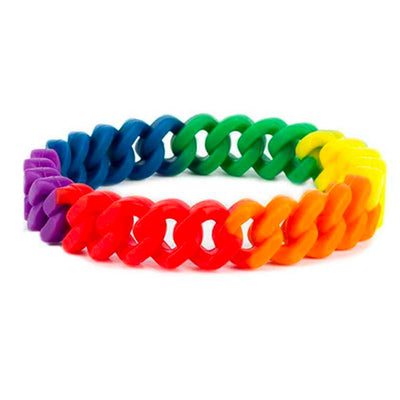 Gay Pride Rainbow Silicone Stretchable Chain Wristband