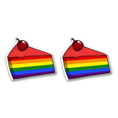 Gay Pride Rainbow Cake (Cherry Version) Stud Earrings
