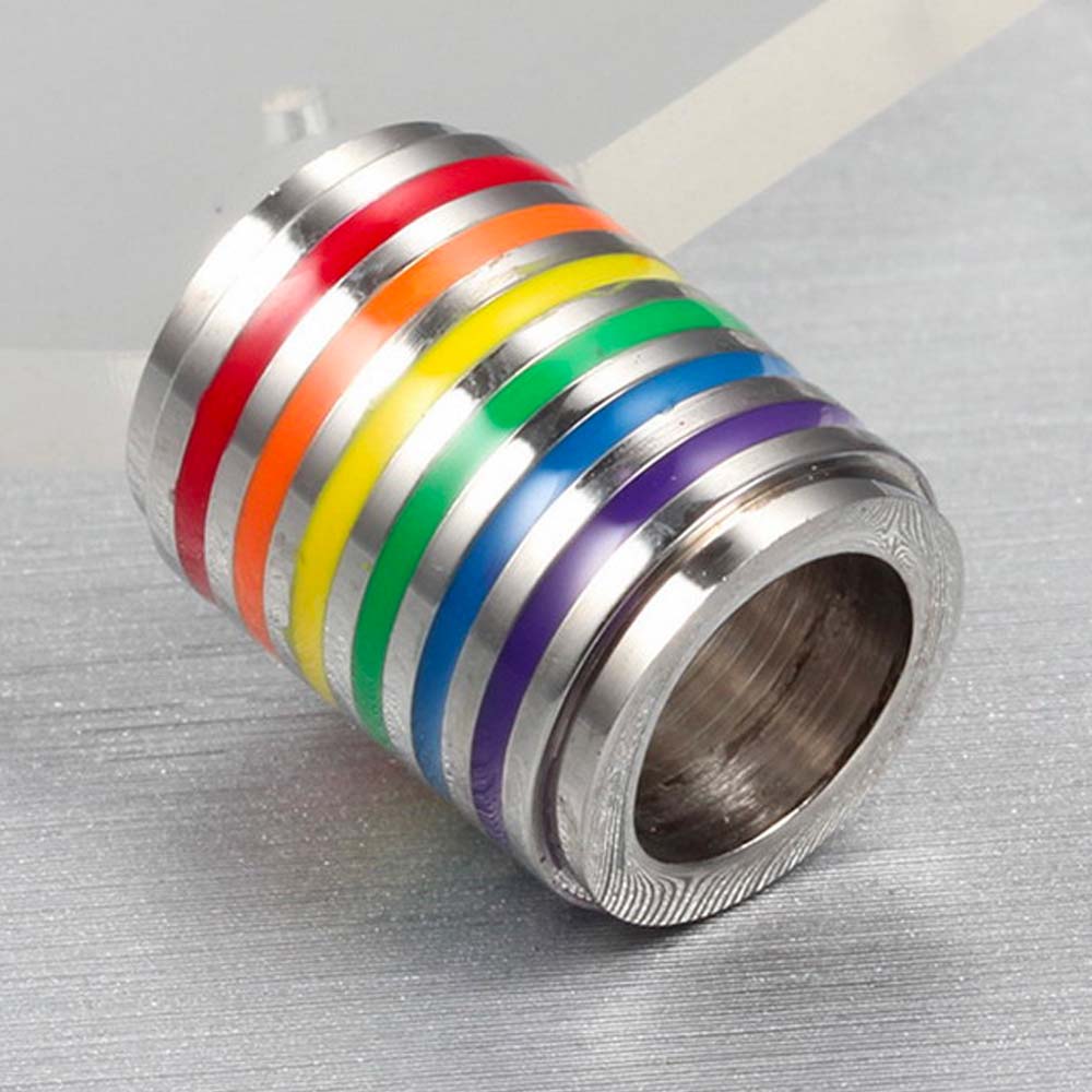 Gay Pride Rainbow Stainless Steel Cylinder Necklace