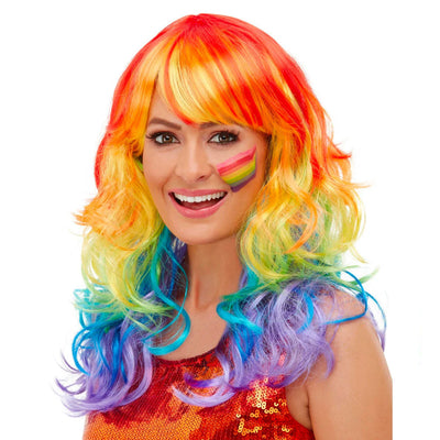 Smiffys Gay Pride Rainbow Glam Wig