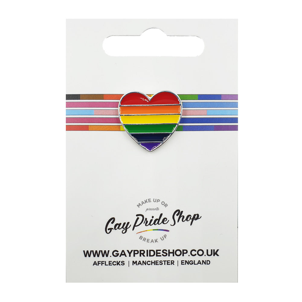 Gay Pride Rainbow Flag Silver Plated Heart Badge