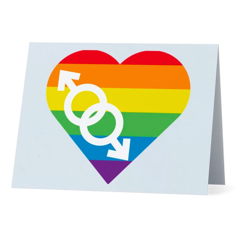 Flag Card Rainbow Heart Double Mars Pride Flag - Greetings Card