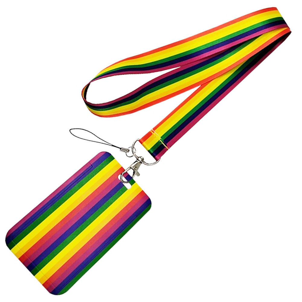 Gay Pride Rainbow Lanyard With Matching Pass Holder