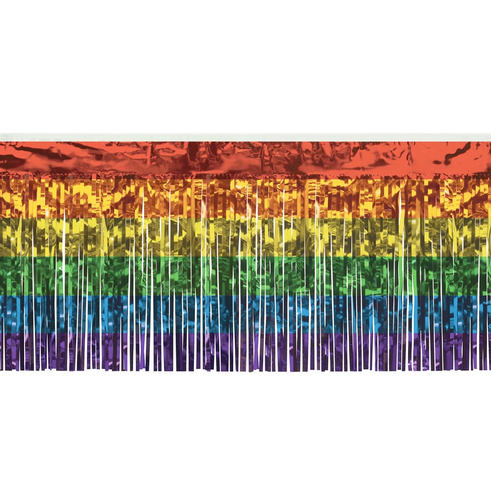 Gay Pride Rainbow Metallic Fringe Drape 10ft (55039)