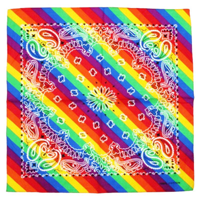 Gay Pride Rainbow Flag Cotton Bandana (Paisley Pattern)
