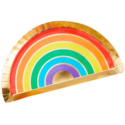 Gay Pride Rainbow Gold Foiled Paper Party Plates (8 Pack)