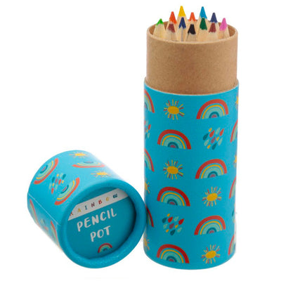 Rainbow Pencil Pot With 12 Colouring Pencils