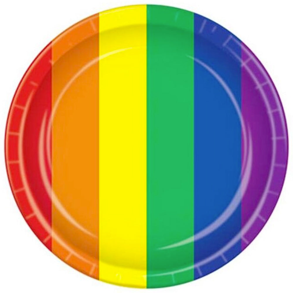 Gay Pride Rainbow Paper Plates (8 Pack)