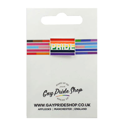 Gay Pride Rainbow Flag Silver Plated Pin Badge (With Embossed PRIDE)