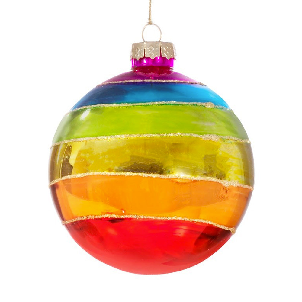 LGBTQ+ Christmas Decoration - Glass Round Rainbow Bauble