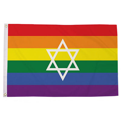 Gay Pride Rainbow Star of David Flag (5ft x 3ft Premium)