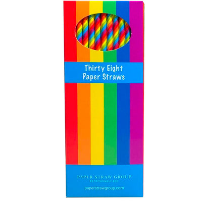 Gay Pride rainbow Paper Straws (Box of 38 Straws)