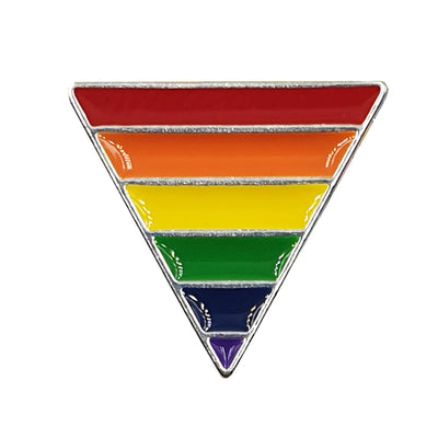 Gay Pride Rainbow Flag Silver Plated Triangle Badge