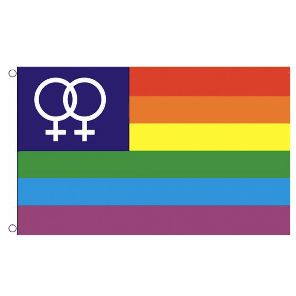 Gay Pride Rainbow Double Venus Symbol Flag (5ft x 3ft Premium)
