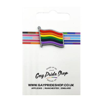 Gay Pride Rainbow Silicone Waving Flag Pin Badge